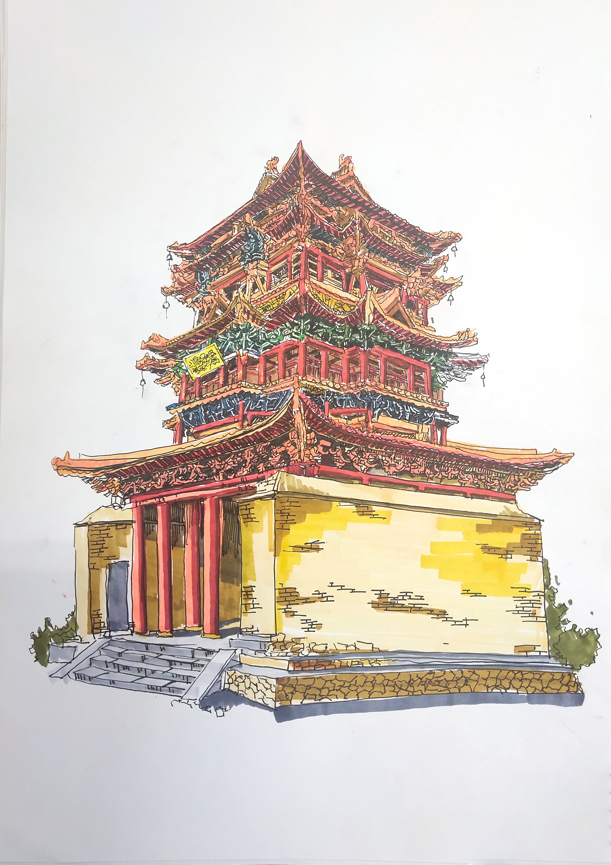 E:\2020国际大学生手绘艺术与设计大赛\参赛作品\手绘写生类\手绘写生类 淮北师范大学——北城南笙——沈瑞东\手绘写生类——淮北师范大学——北城南笙——沈瑞东\《北城南笙》\《北城南笙》2.jpg