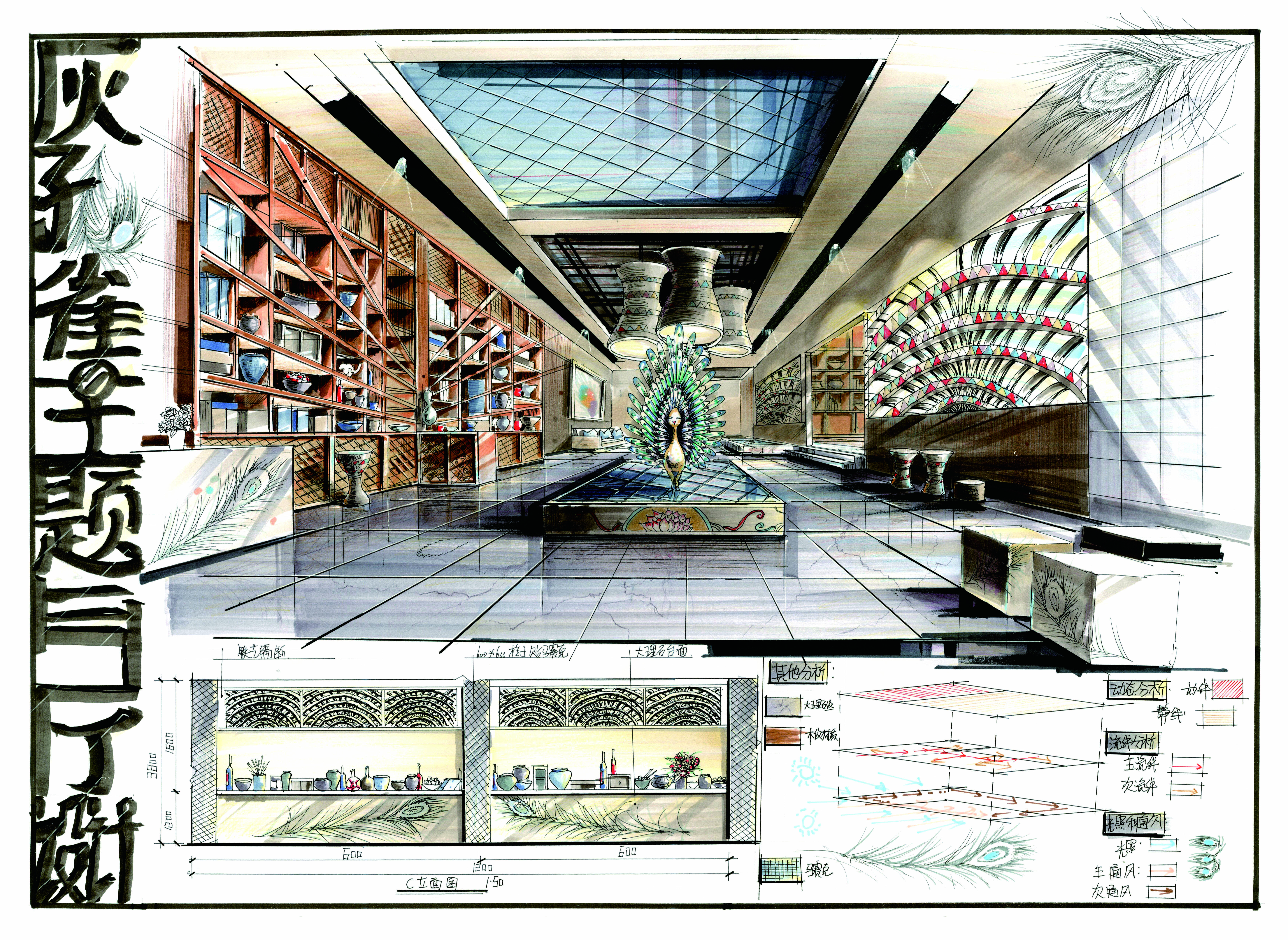 E:\2020国际大学生手绘艺术与设计大赛\参赛作品\手绘设计类\手绘设计类 吉林艺术学院+灰孔雀主题餐厅+吴耀\灰孔雀主题餐厅\吴耀03.jpg