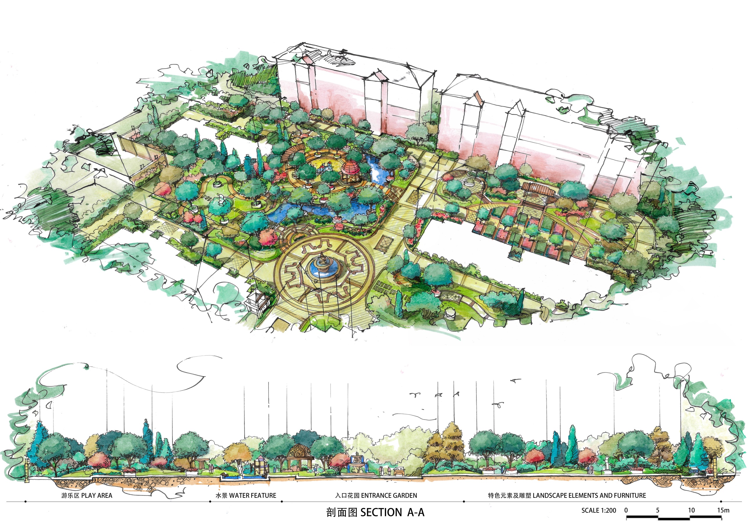 E:\设计大赛\2021国际大学生手绘艺术与设计大赛\参赛作品\手绘设计类\手绘设计类--同济大学–《森林中的音乐城》–林川\手绘设计类–同济大学–《森林中的音乐城》–林川\1小区鸟瞰和剖面.jpg