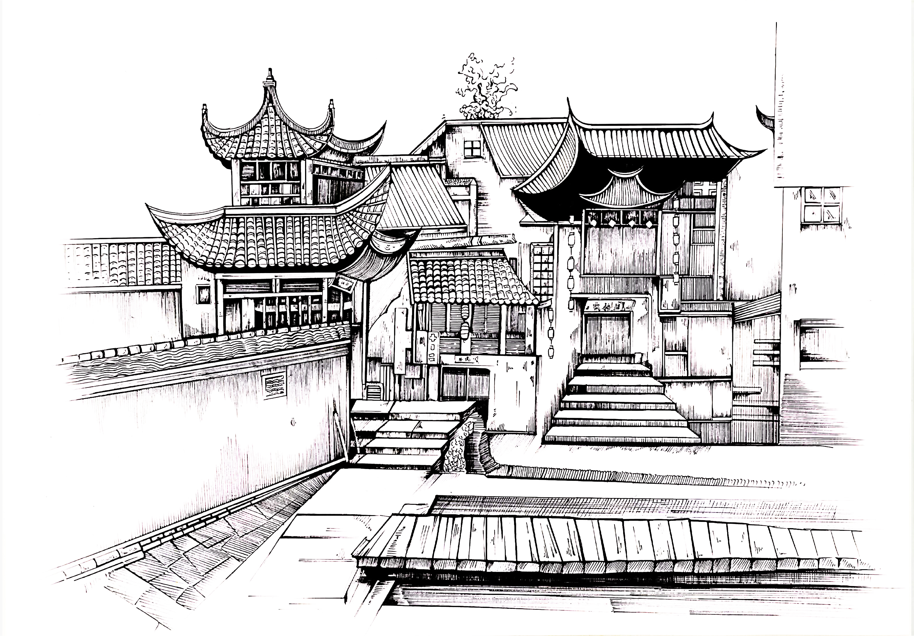 E:\设计大赛\2021国际大学生手绘艺术与设计大赛\参赛作品\手绘写生类\手绘写生类--东北农业大学—《皖南之居》—屈文博\手绘写生类—东北农业大学—《皖南之居》—屈文博\《皖南之居》写生作品\2.jpg